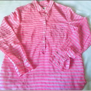 J. Crew Pink Striped Popover
